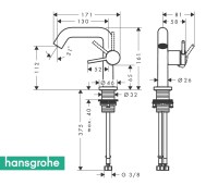 MEDIDAS MONOMANDO LAVABO 110 TECTURIS S FINE HANSGROHE